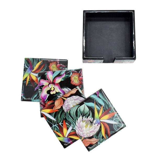 Anuschka Set Of 4 Wooden Printed Square Coasters - 25000