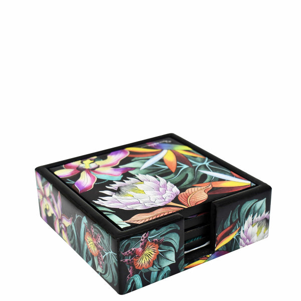 anuschka Set of 4 Wooden Printed Square Coasters - 25000