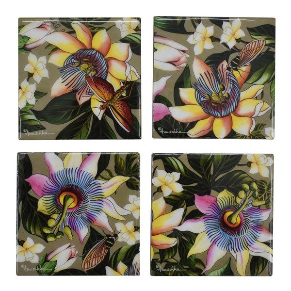 Anuschka Set Of 4 Wooden Printed Square Coasters - 25000