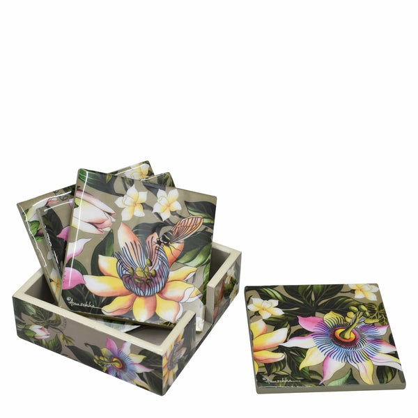 Anuschka Set Of 4 Wooden Printed Square Coasters - 25000