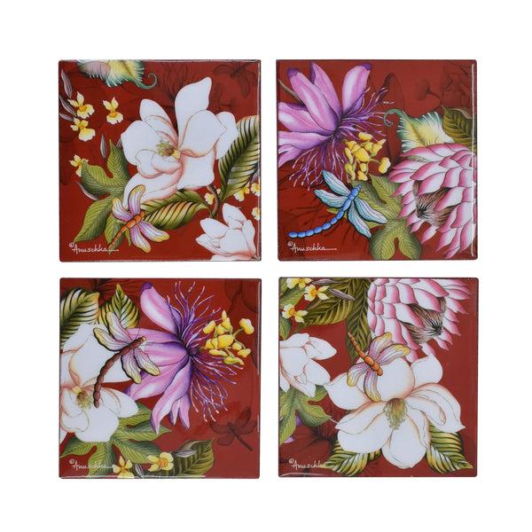 Anuschka Set Of 4 Wooden Printed Square Coasters - 25000