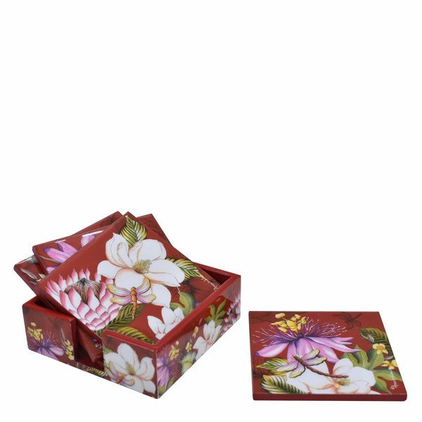 Anuschka Set Of 4 Wooden Printed Square Coasters - 25000