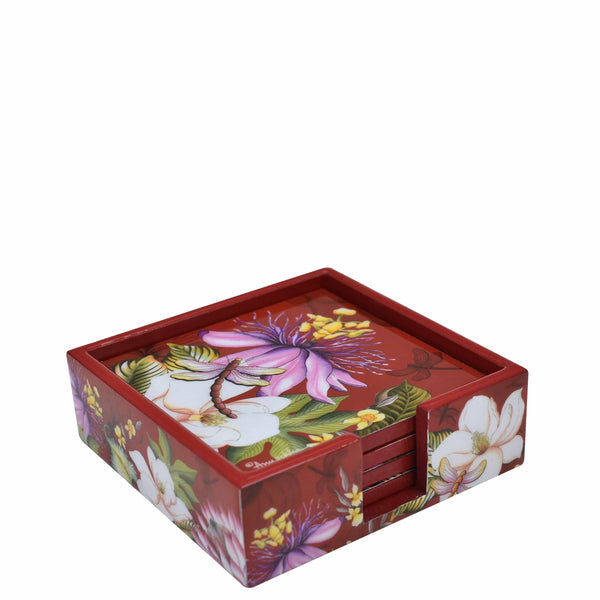 anuschka Set of 4 Wooden Printed Square Coasters - 25000