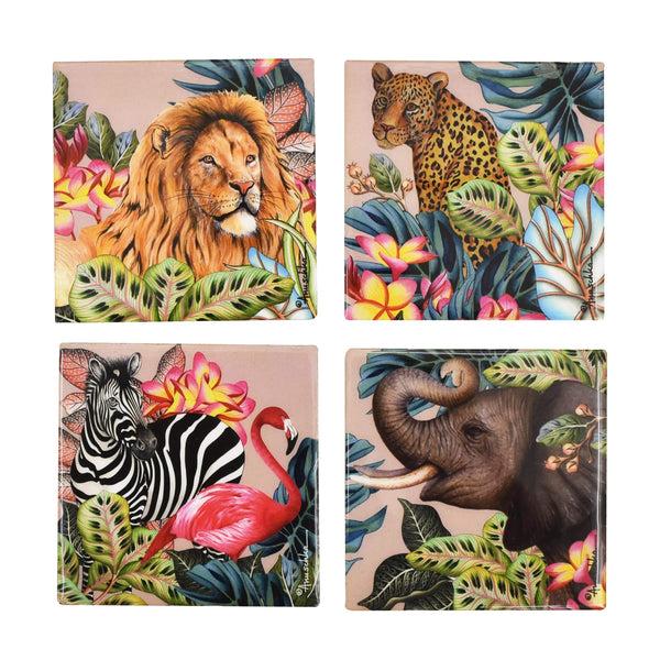 Anuschka Set Of 4 Wooden Printed Square Coasters - 25000