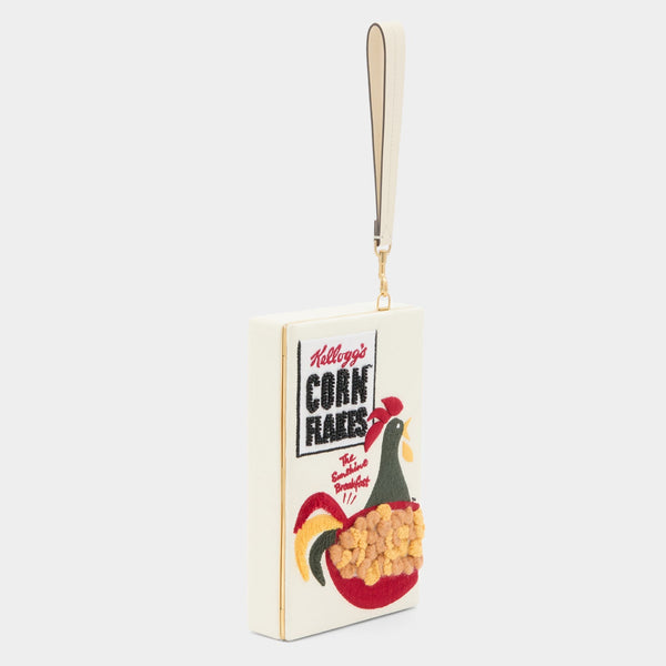 Anya Hindmarch Anya Brands Corn Flakes Clutch Recycled Canvas In Lemon Sorbet White