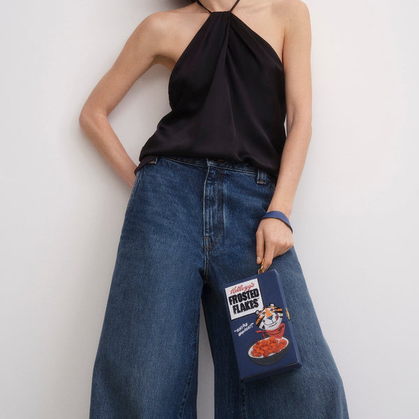 Anya Hindmarch Anya Brands Frosted Flakes Clutch Recycled Canvas In Blueberry Blue