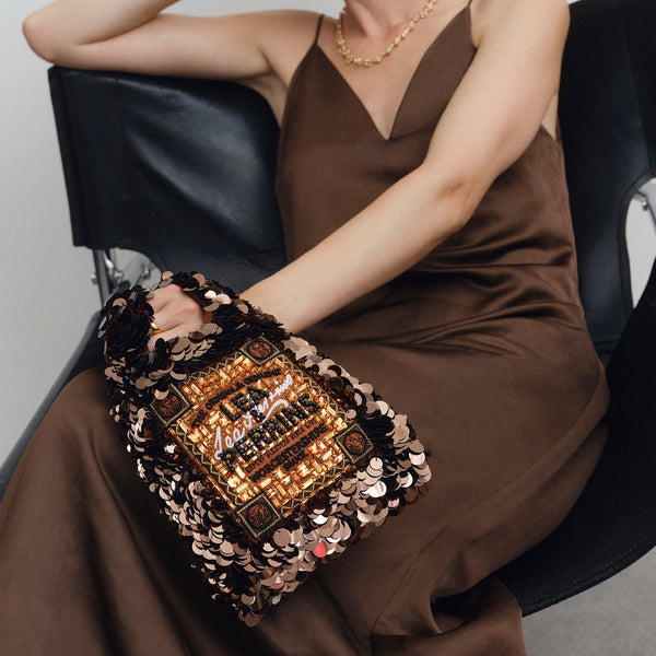 Anya Hindmarch Anya Brands Lea & Perrins Mini Tote Recycled Satin In Hazelnut