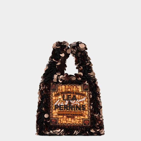 anya hindmarch Anya Brands Lea & Perrins Mini Tote Recycled Satin in Hazelnut