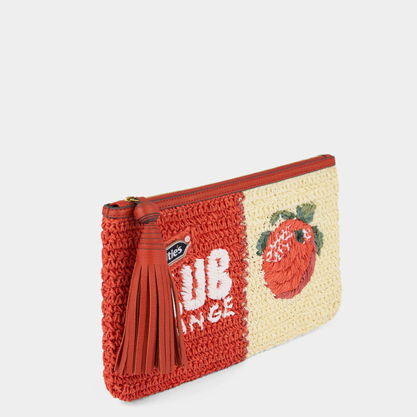 Anya Hindmarch Anya Brands McVitie's Club Orange Pochette Paper Raffia In Clementine Orange/Chalk White