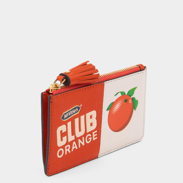 Anya Hindmarch Anya Brands McVitie's Club Orange Zip Card Case Capra Leather In Clementine Orange