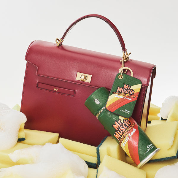 Anya Hindmarch Anya Brands Mr Muscle Coin Purse Charm Capra Leather In Apple Green