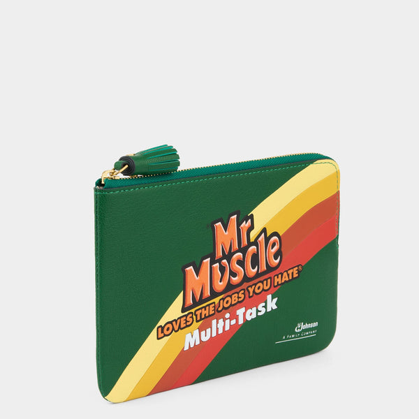 Anya Hindmarch Anya Brands Mr Muscle Zip Loose Pocket Capra Leather In Apple Green