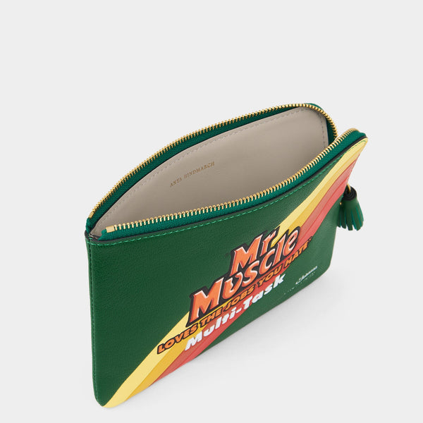 Anya Hindmarch Anya Brands Mr Muscle Zip Loose Pocket Capra Leather In Apple Green