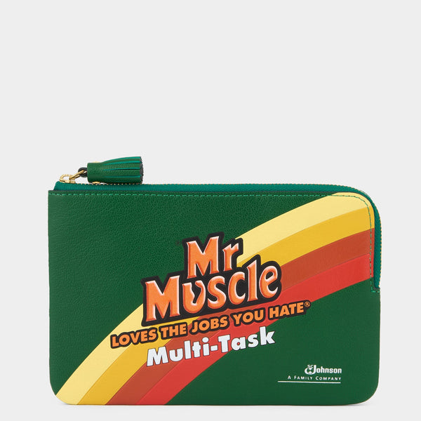 anya hindmarch Anya Brands Mr Muscle Zip Loose Pocket Capra Leather in Apple Green