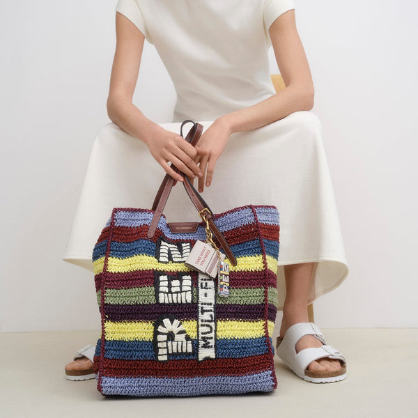 Anya Hindmarch Anya Brands N/S PEZ Tote Paper Raffia/Calf Leather In Multi
