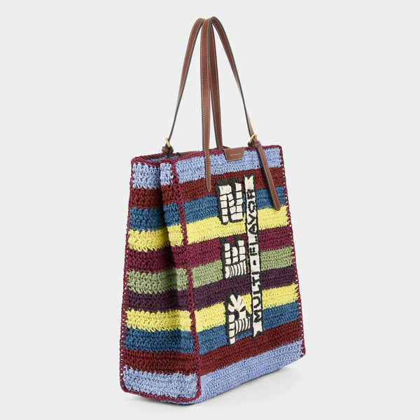 Anya Hindmarch Anya Brands N/S PEZ Tote Paper Raffia/Calf Leather In Multi