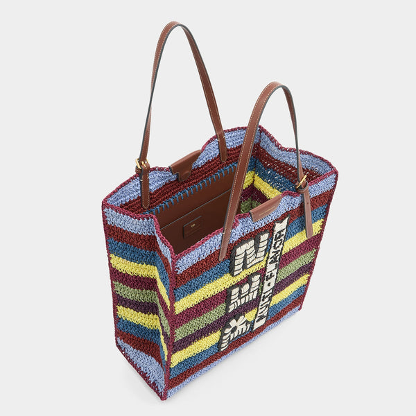 Anya Hindmarch Anya Brands N/S PEZ Tote Paper Raffia/Calf Leather In Multi