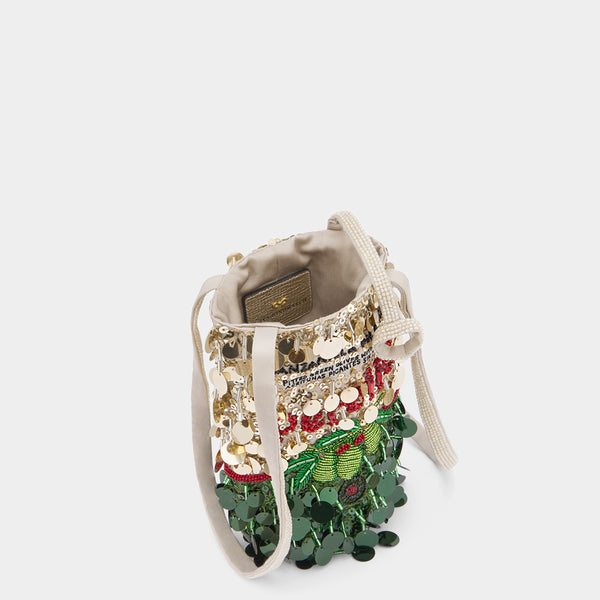 Anya Hindmarch Anya Brands Perello Mini Bucket Bag Sequins In Silver