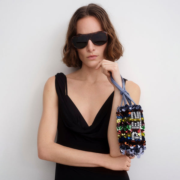 Anya Hindmarch Anya Brands PEZ Embellished Mini Bucket Bag Satin In Multi