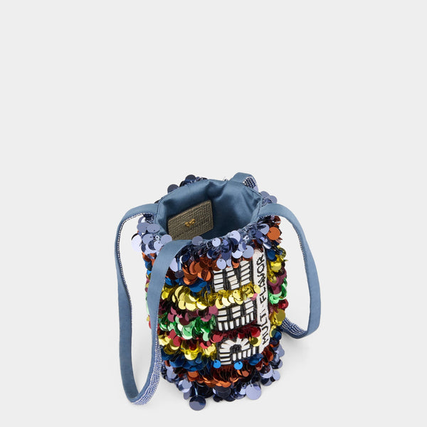 Anya Hindmarch Anya Brands PEZ Embellished Mini Bucket Bag Satin In Multi