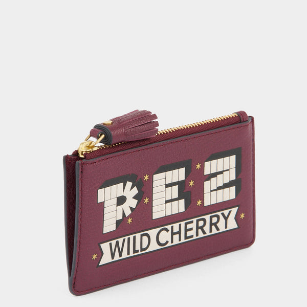 Anya Hindmarch Anya Brands PEZ Zip Card Case Capra Leather In Orchid Purple