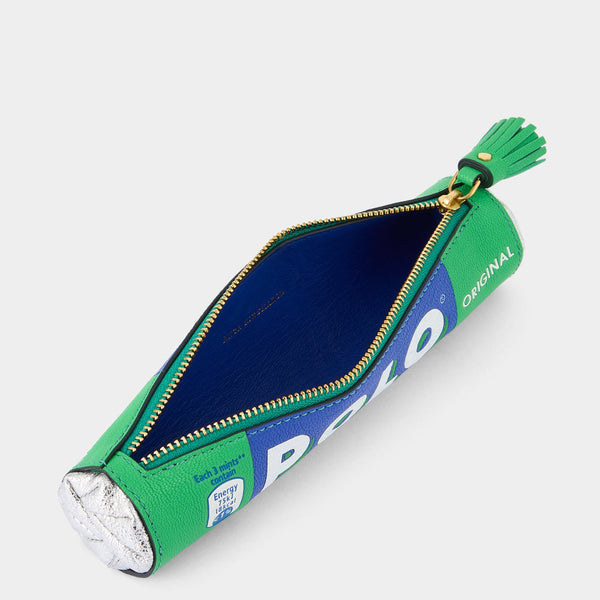 Anya Hindmarch Anya Brands Polo Pencil Case Capra Leather In Aloe Green
