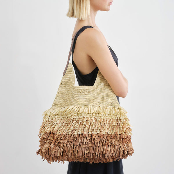 Anya Hindmarch Dégradé Shag Bag Raffia/Smooth Leather In Natural Brown