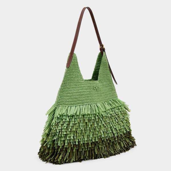 Anya Hindmarch Dégradé Shag Raffia Bag Raffia/Smooth Leather In Aloe Green