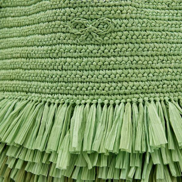 Anya Hindmarch Dégradé Shag Raffia Bag Raffia/Smooth Leather In Aloe Green