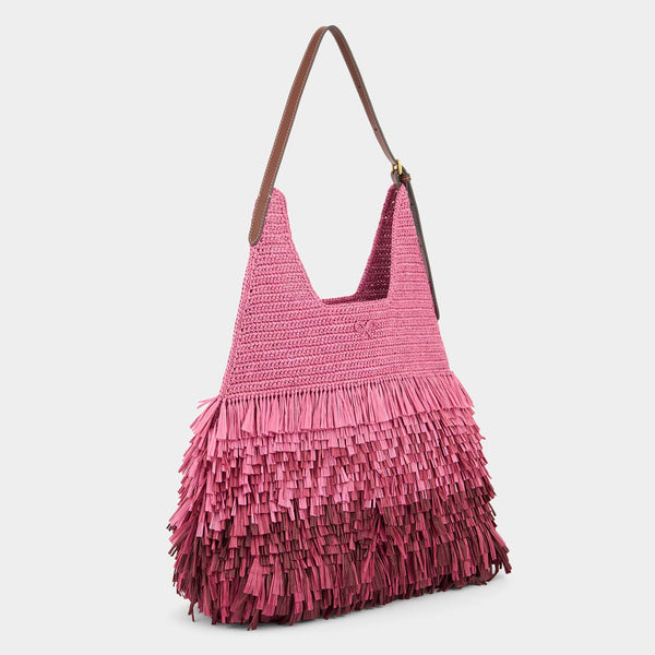 Anya Hindmarch Dégradé Shag Raffia Bag Raffia/Smooth Leather In Bubblegum Pink