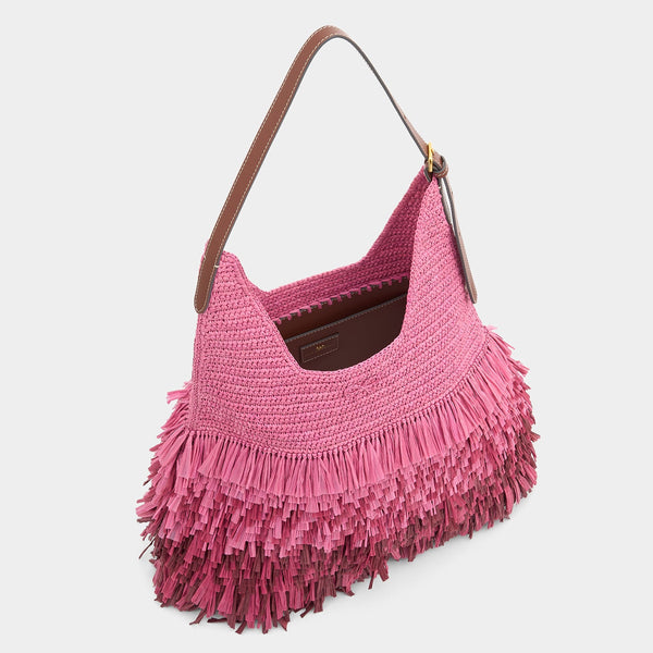 Anya Hindmarch Dégradé Shag Raffia Bag Raffia/Smooth Leather In Bubblegum Pink