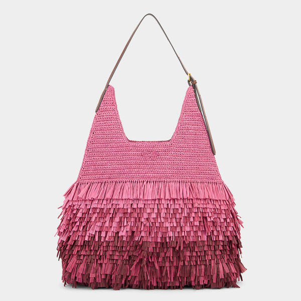 anya hindmarch Dégradé Shag Raffia Bag Raffia/Smooth Leather in Bubblegum Pink
