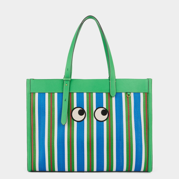 anya hindmarch E/W Eyes Tote Recycled Mesh/Capra Leather in Aloe Green