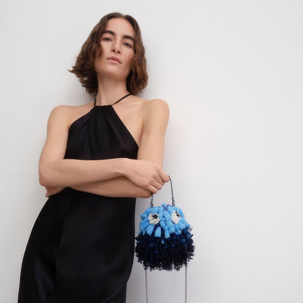 Anya Hindmarch Embellished Sea Creature Cross-body Satin Leather In Monday Blue