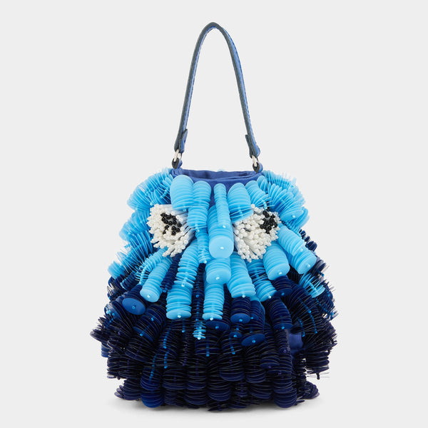 anya hindmarch Embellished Sea Creature Cross-body Satin Leather in Monday Blue