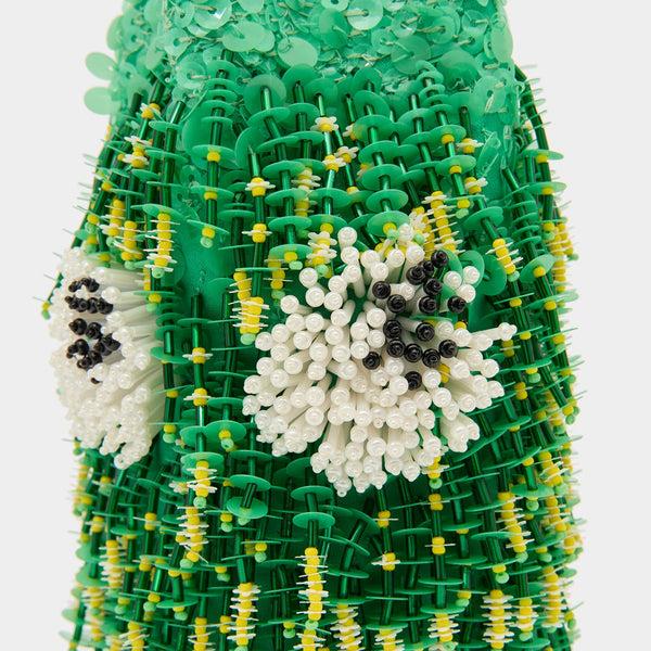 Anya Hindmarch Eyes Embellished Mini Bucket Bag Satin Leather In Aloe Green