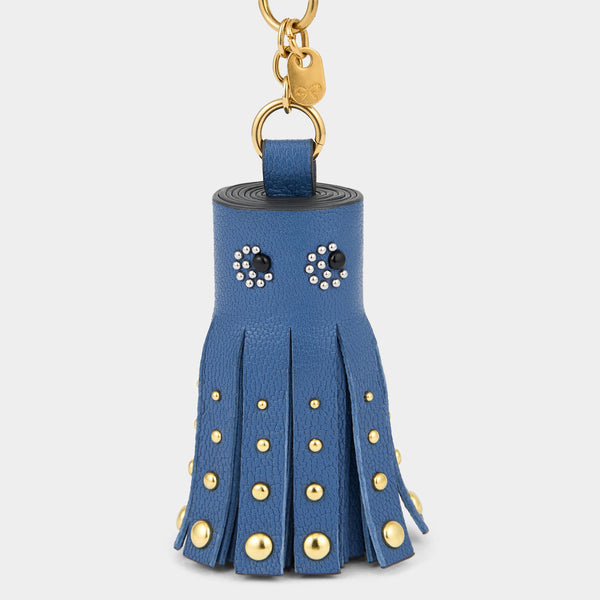 Anya Hindmarch Eyes Studded Tassel Charm Capra Leather In Periwinkle