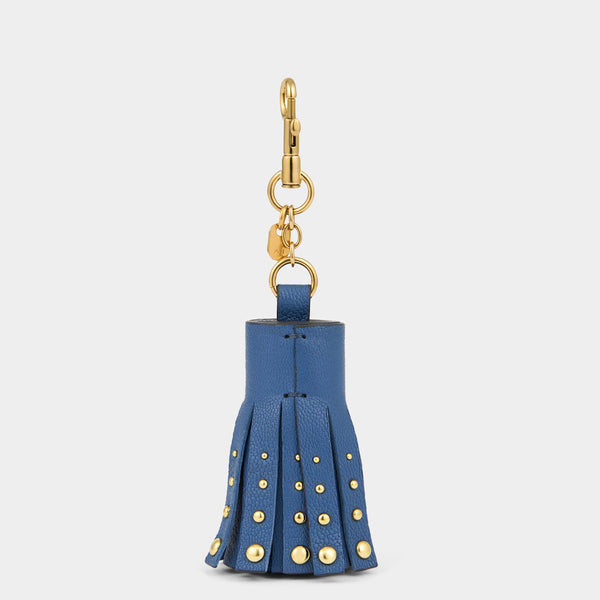 Anya Hindmarch Eyes Studded Tassel Charm Capra Leather In Periwinkle
