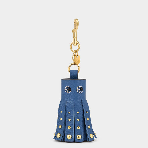 anya hindmarch Eyes Studded Tassel Charm Capra Leather in Periwinkle anya hindmarch Eyes Studded Tassel Charm Capra Leather in Periwinkle