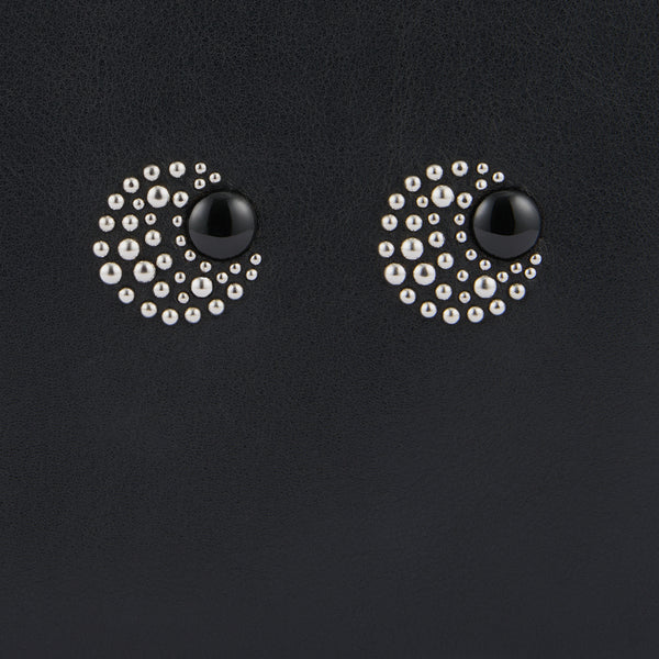 Anya Hindmarch Eyes Studded Zip Loose Pocket Satin Leather In Black