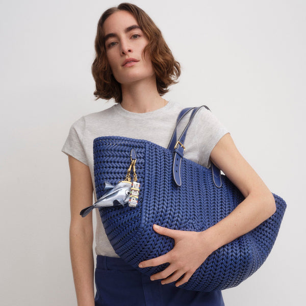 Anya Hindmarch Fish Coin Purse Charm Capra Leather In Cornflower Blue