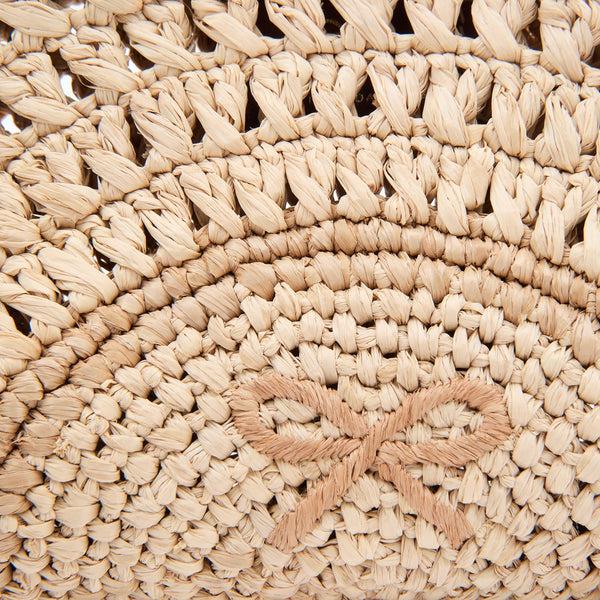 Anya Hindmarch Half Moon Bow Clutch Natural Raffia/Smooth Leather In Natural Brown