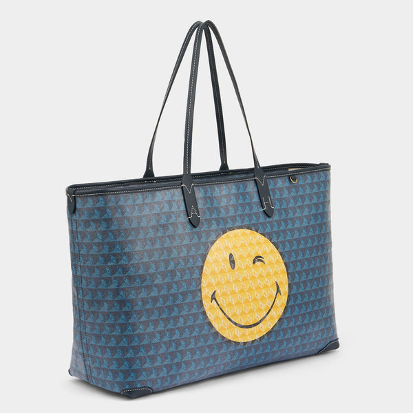 Anya Hindmarch I Am A Plastic Bag Wink Zipped Tote Recycled Canvas In Marine