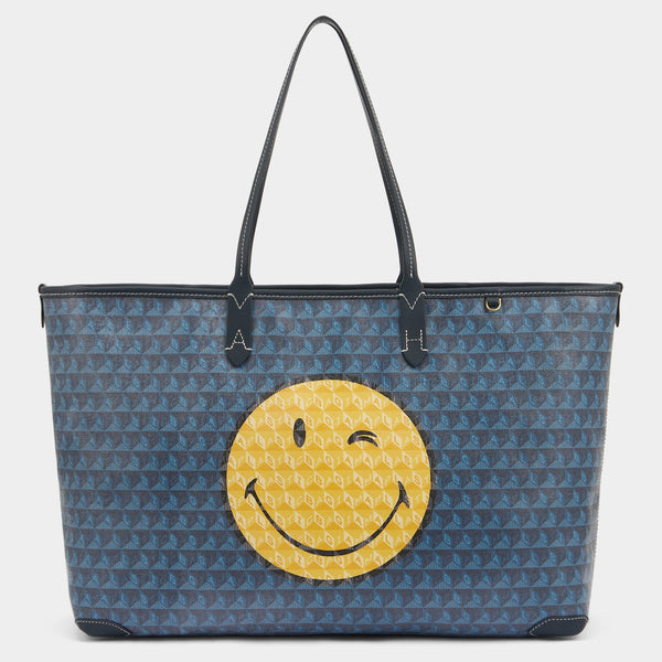 anya hindmarch I am a Plastic Bag Wink Zipped Tote Recycled Canvas in Marine