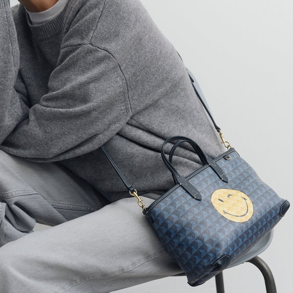 Anya Hindmarch I Am A Plastic Bag XS Wink Tote Recyled Canvas In Marine