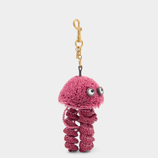 Anya Hindmarch Jellyfish Charm Charm Jellyfish In Bubblegum Raffia With Smooth Eco Leather