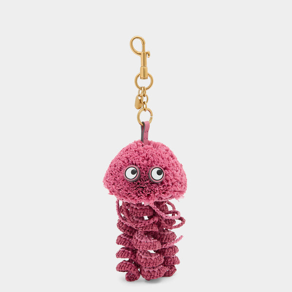 anya hindmarch Jellyfish Charm Charm Jellyfish in Bubblegum Raffia with Smooth Eco Leather