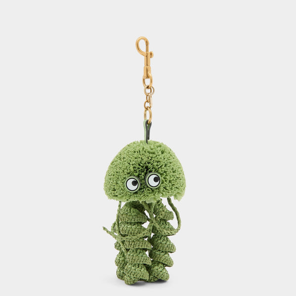 anya hindmarch Jellyfish Charm Paper Raffia/Smooth Leather in Aloe Green
