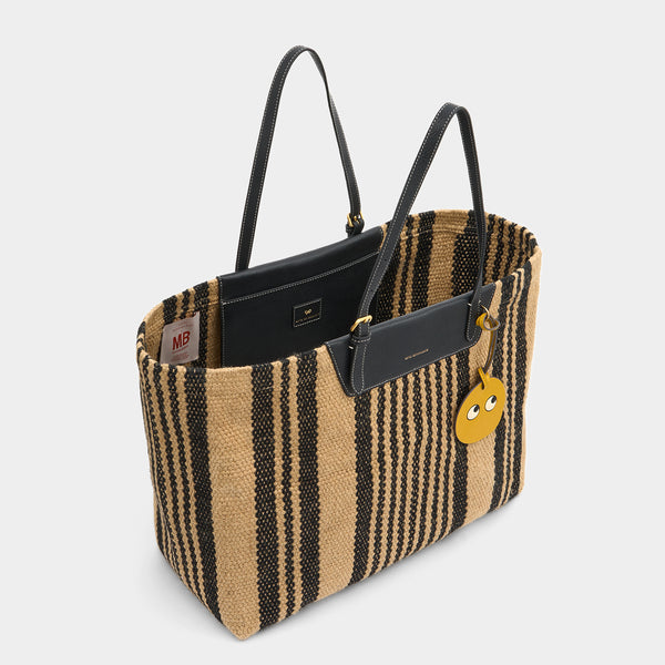 Anya Hindmarch Maison Bengal Jute Tote Jute/Goat Leather In Black/Natural
