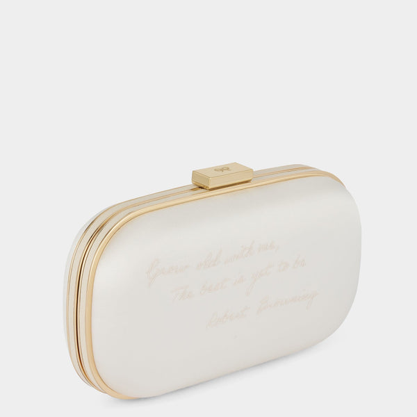Anya Hindmarch Marano Bridal Clutch Satin/Suede Leather In Ivory